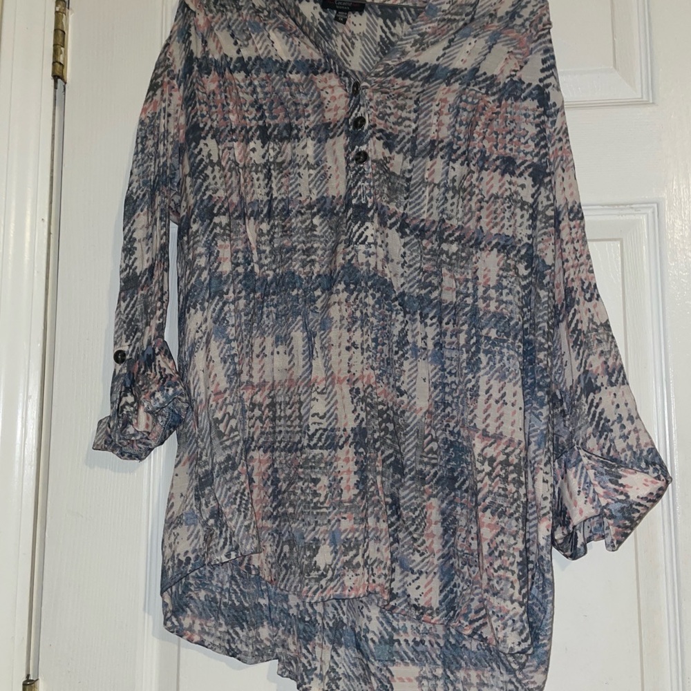 Cocomo Blue and Pink Plaid Button-Down Shirt